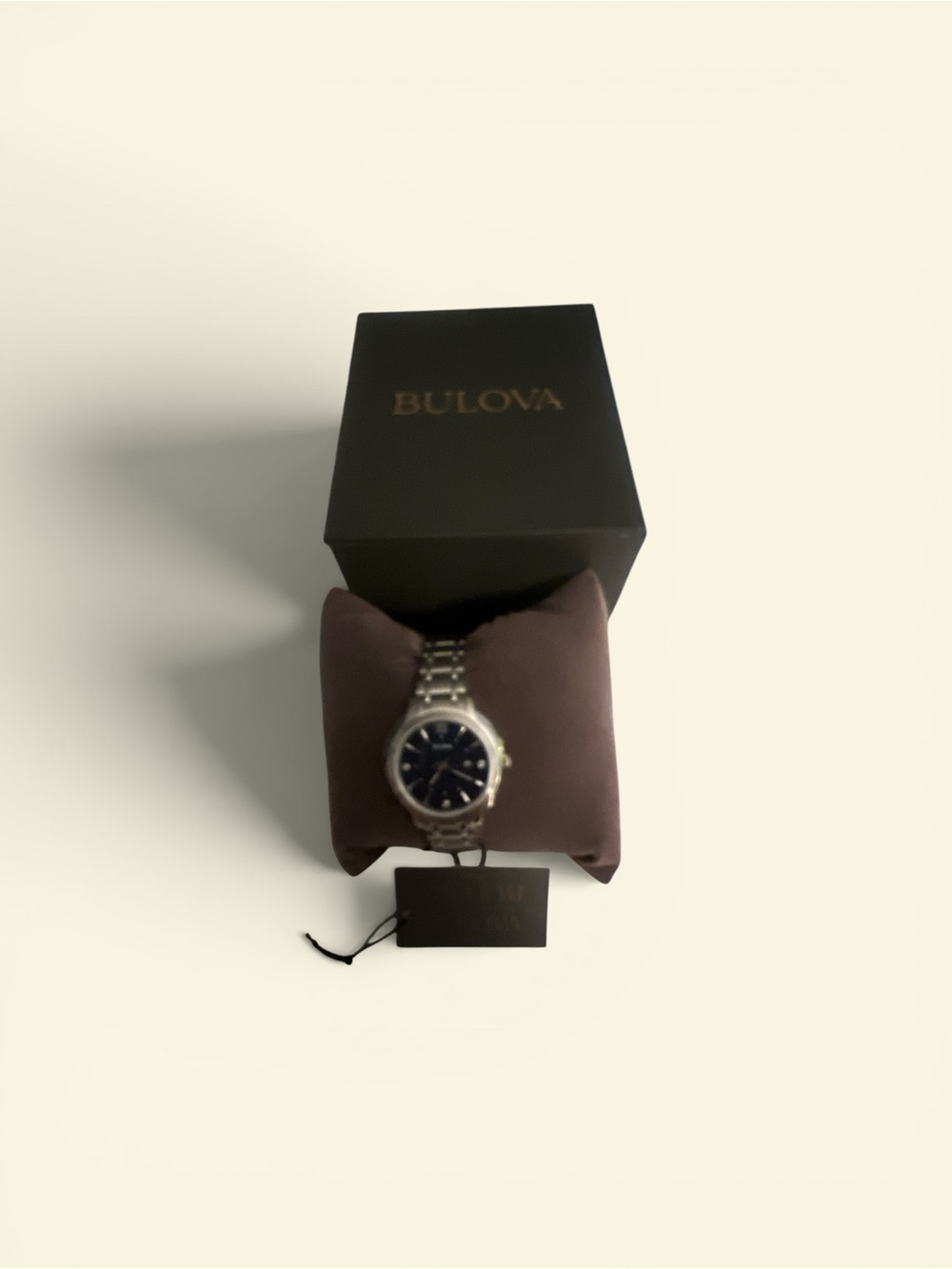 Bulova Silver Bracelet Watch with Black Dial